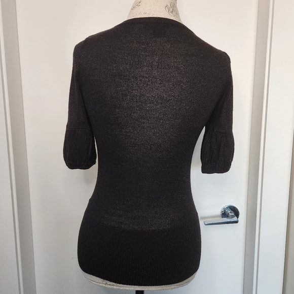 Sparkly Black Puff Sleeve Cardigan - Picture 5 of 12